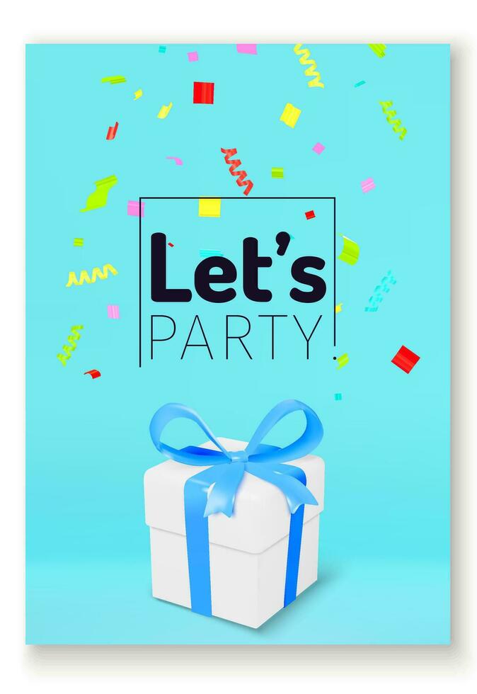 Multicolor confetti celebration design vertical party poster vector