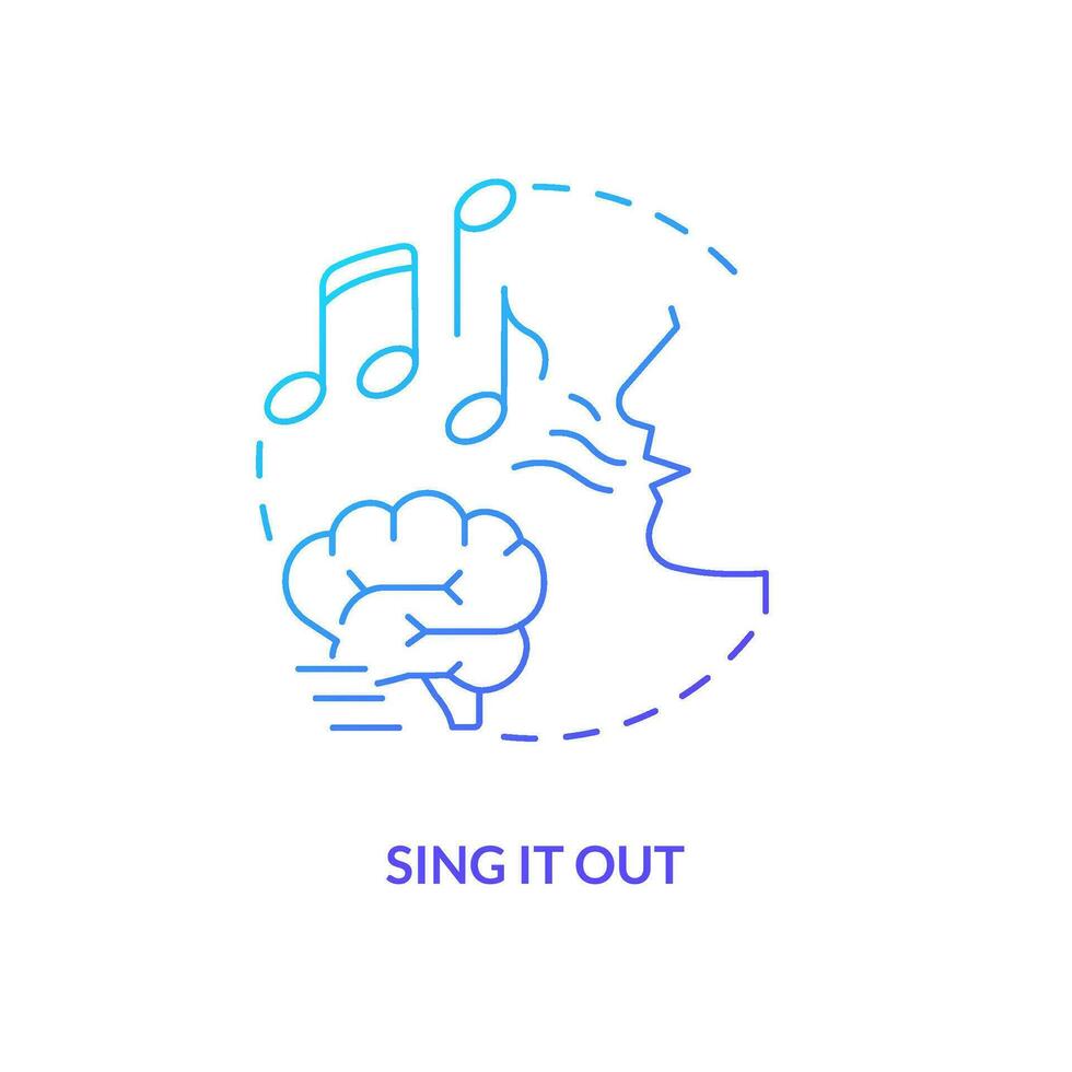 Singing out to memorize blue gradient concept icon. Brain training. Auditory memory technique. Learning trick abstract idea thin line illustration. Isolated outline drawing vector