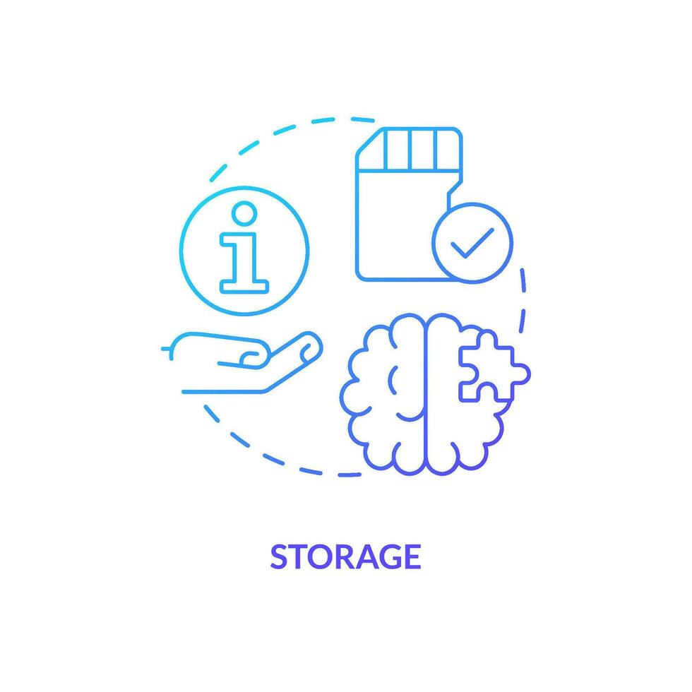 Keeping information in brain blue gradient concept icon. Storage in psychology. Retain knowledge. Memory abstract idea thin line illustration. Isolated outline drawing vector