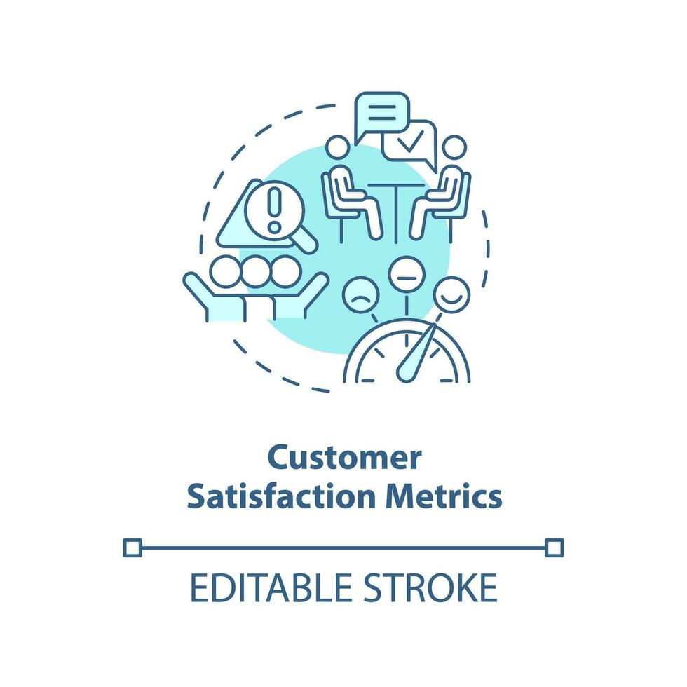Customer satisfaction metrics turquoise concept icon. Find client feedbacks abstract idea thin line illustration. Isolated outline drawing. Editable stroke vector