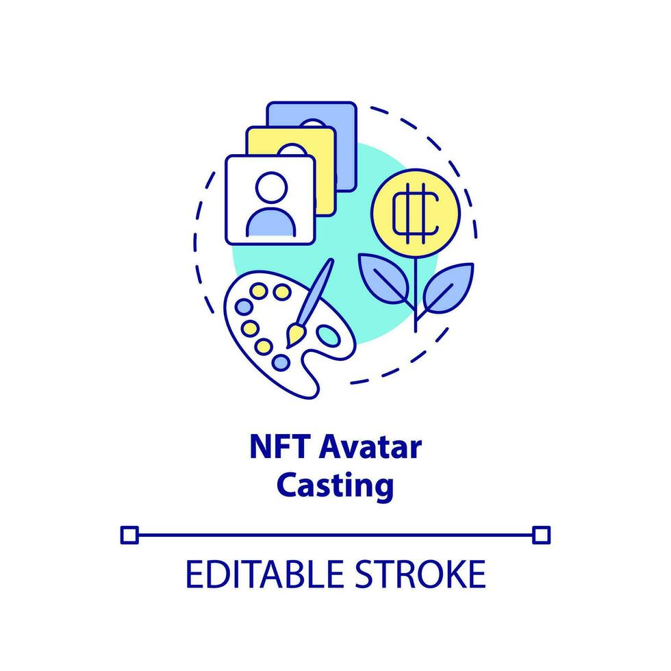 NFT avatar casting concept icon. Brands monetization. Important trend abstract idea thin line illustration. Isolated outline drawing. Editable stroke vector