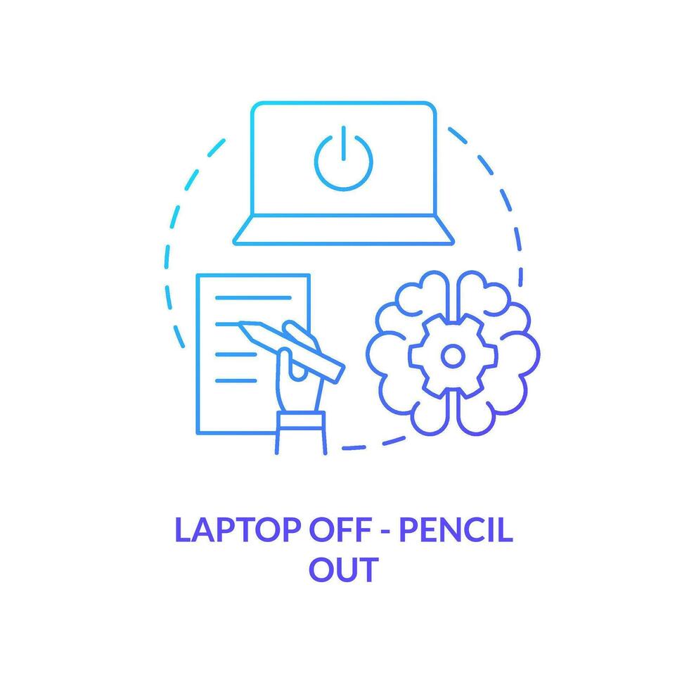 Note taking technique blue gradient concept icon. Improve brain work. Hand writing boost memorization abstract idea thin line illustration. Isolated outline drawing vector