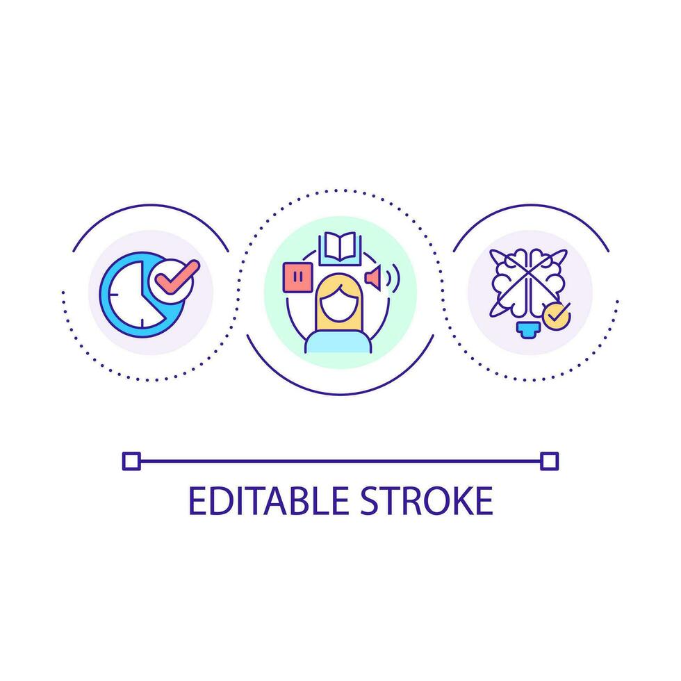 Memorizing tricks loop concept icon. Boost brain productivity. Learning skills. Studying techniques abstract idea thin line illustration. Isolated outline drawing. Editable stroke vector