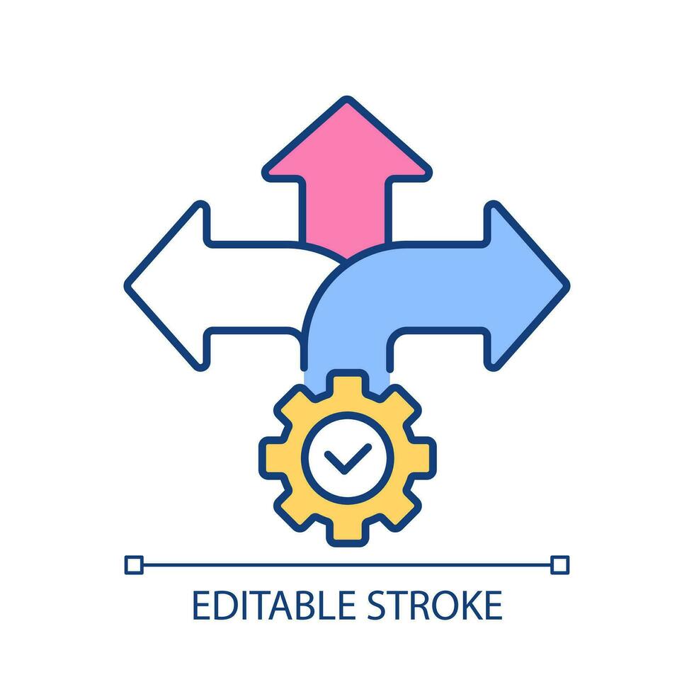 Choosing right option RGB color icon. Business opportunities. Personal growth. Directions of development. Isolated vector illustration. Simple filled line drawing. Editable stroke