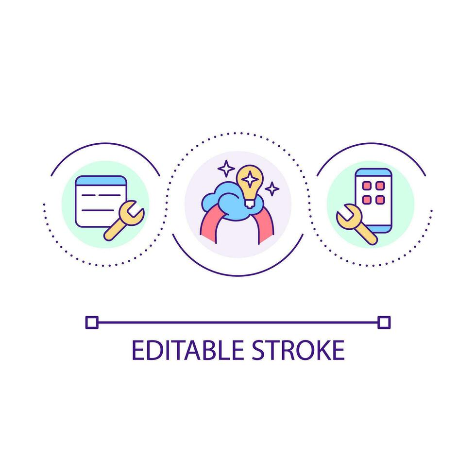 Smartphone adjustment loop concept icon. Device optimization. Gadget improvement. Find solution abstract idea thin line illustration. Isolated outline drawing. Editable stroke vector