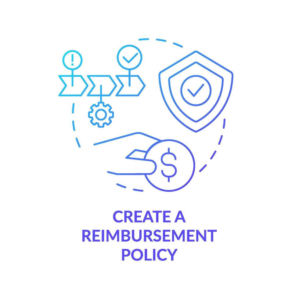 Create reimbursement policy blue gradient concept icon. Financial compensation. Customer service improvement abstract idea thin line illustration. Isolated outline drawing vector