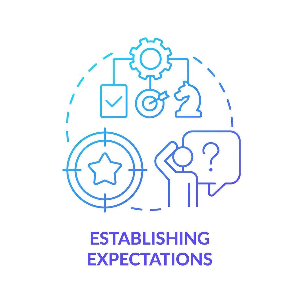Establishing expectations blue gradient concept icon. New hire customer service training step abstract idea thin line illustration. Isolated outline drawing vector