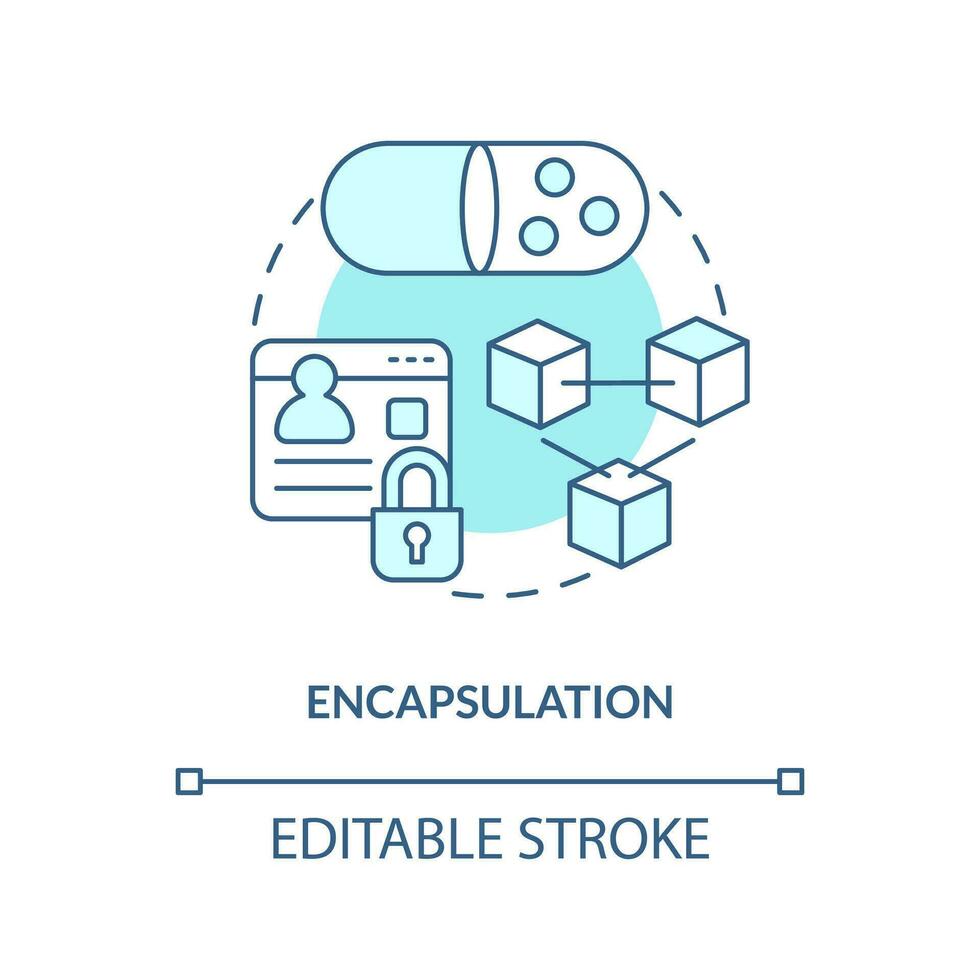 Encapsulation turquoise concept icon. Object-oriented programming principle abstract idea thin line illustration. Isolated outline drawing. Editable stroke vector