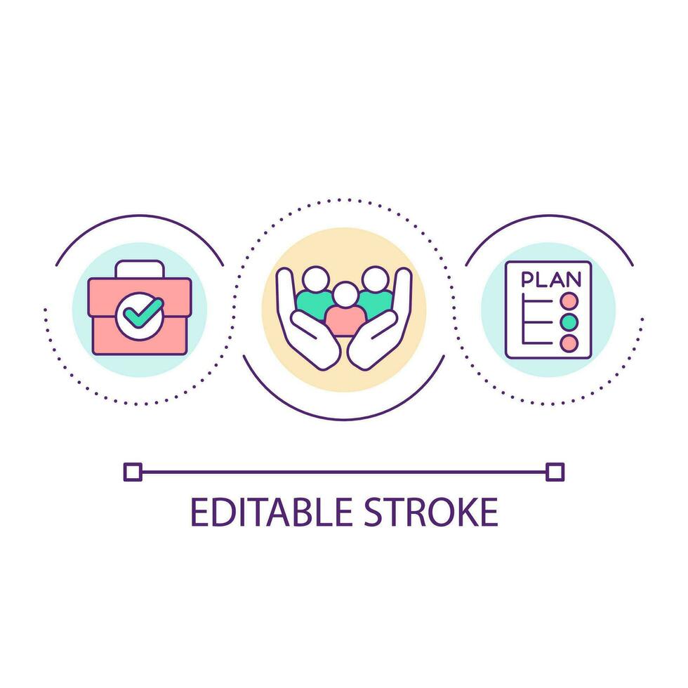 Performance management plan loop concept icon. Business activity abstract idea thin line illustration. Focus on goals. Development planning. Isolated outline drawing. Editable stroke vector