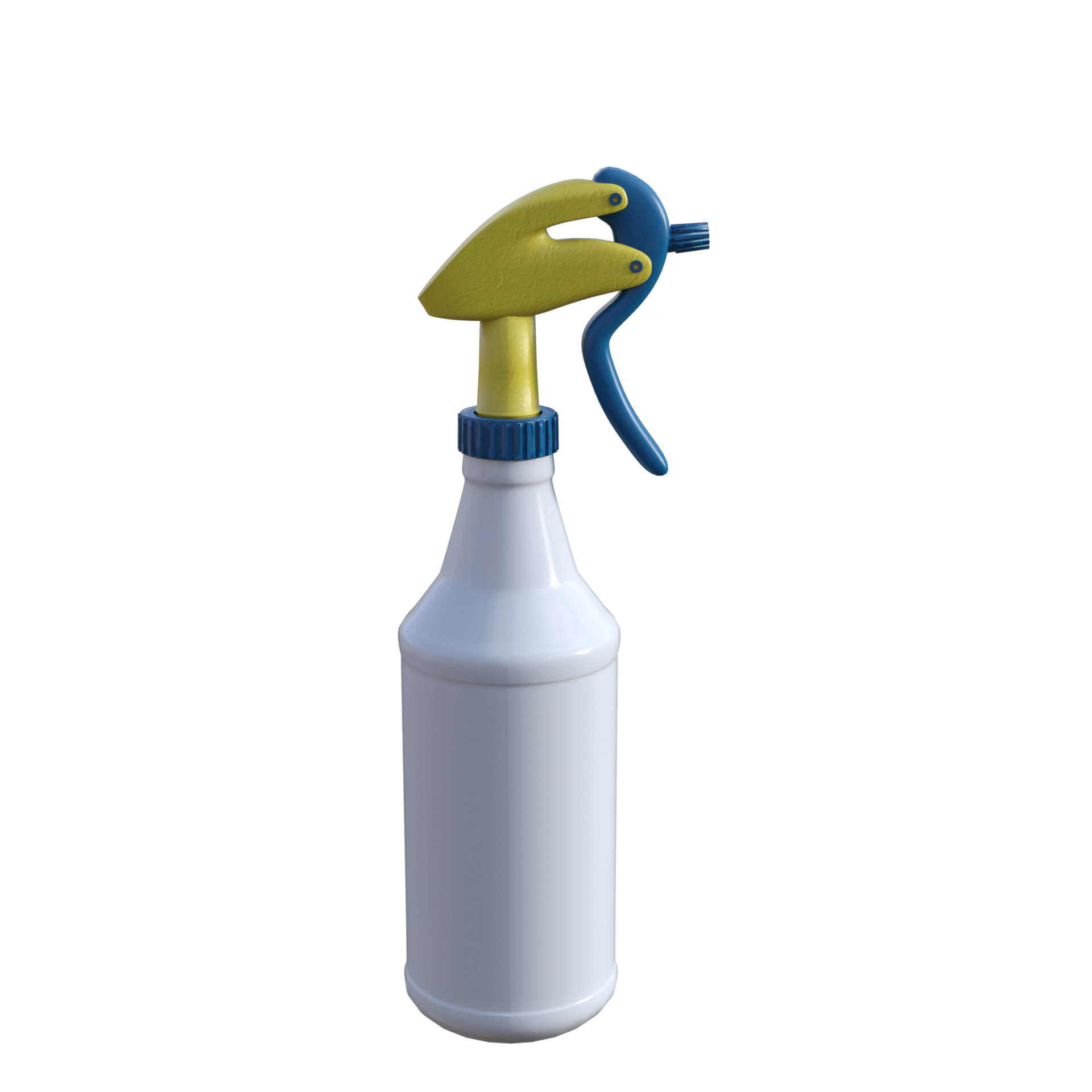 a spray bottle with a yellow handle on a transparent background