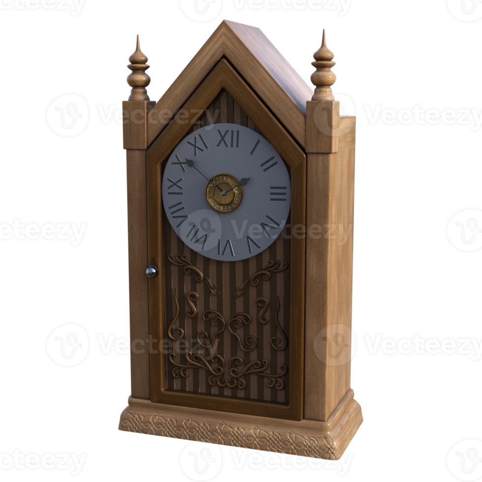 a wooden clock with a clock face on it png