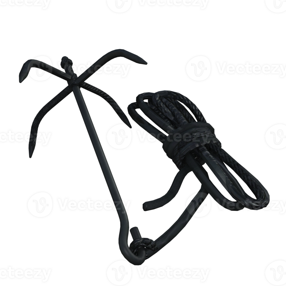 a black hook with a rope attached to it png