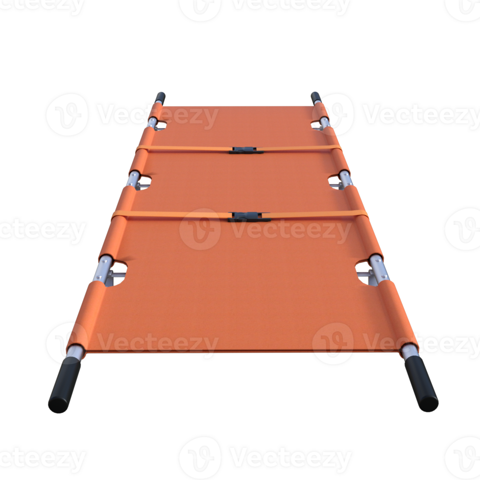 an orange stretcher with two handles on it png