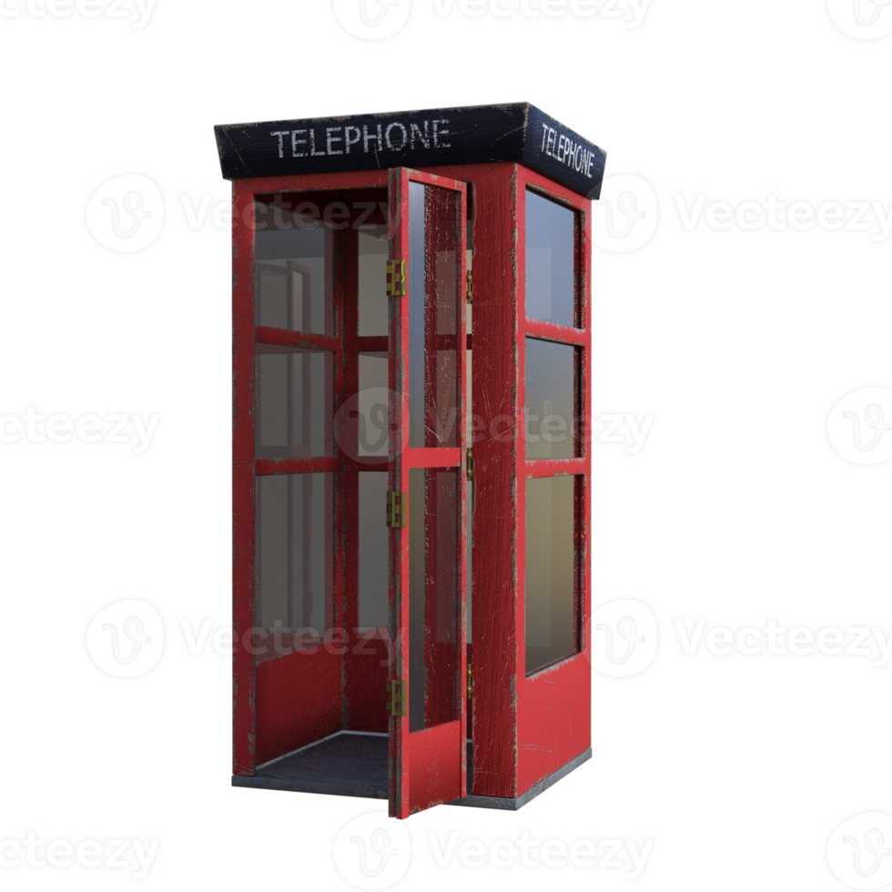 uma vermelho Telefone cabine em uma transparente fundo png