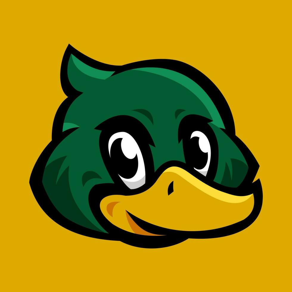 cute mallard duck head in mascot cartoon style. flat vector illustration.