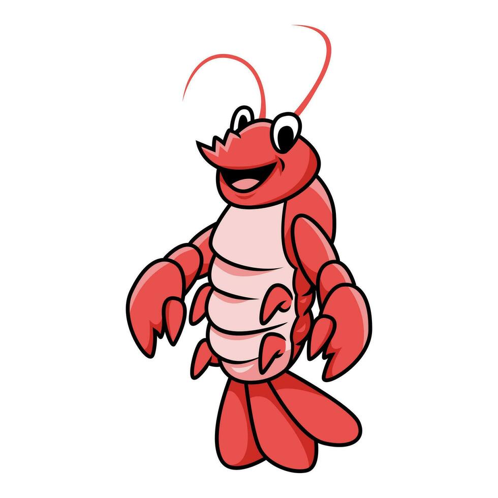 cheerful lobster cartoon illustration. vector graphic.