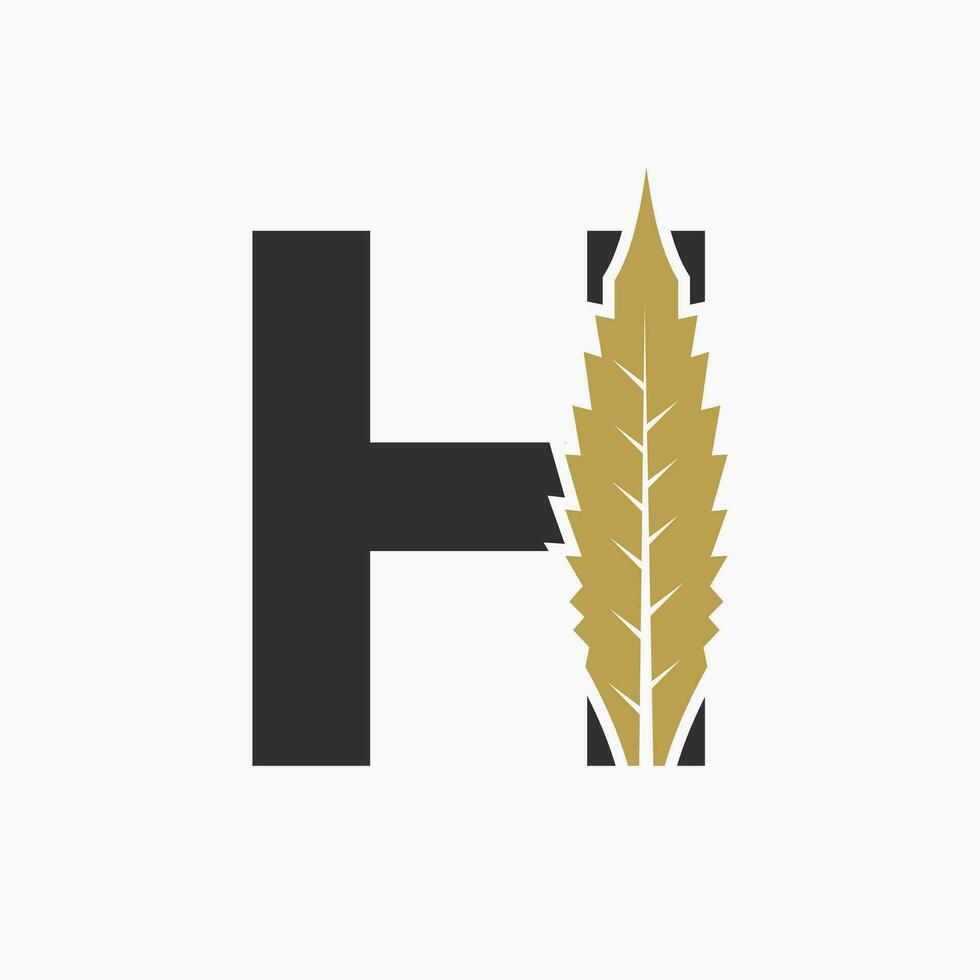 Letter H Cannabis Logo Concept With Marijuana Leaf Icon vector