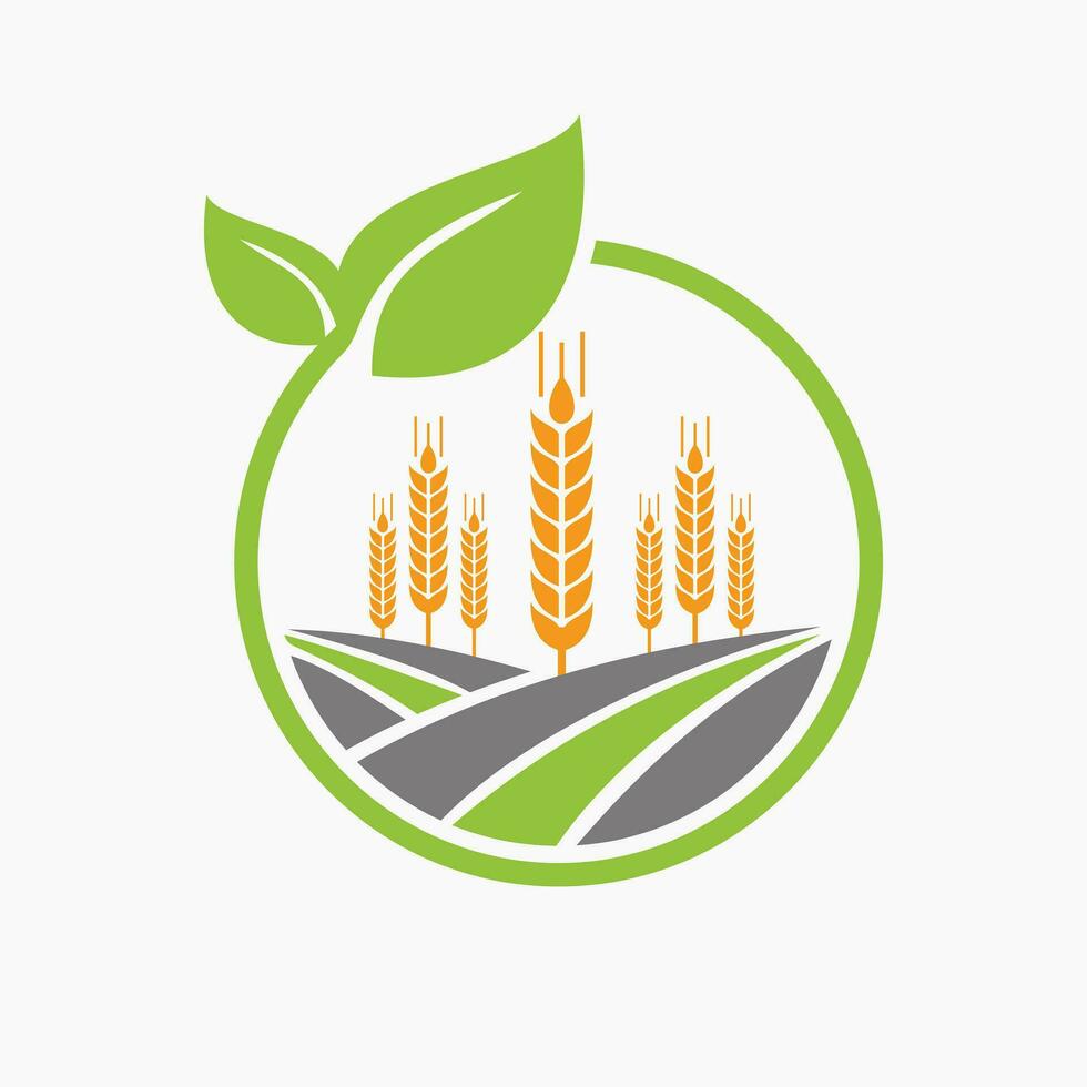 Agriculture Logo Design Concept With Wheat Icon. Farming Logotype Symbol Template vector