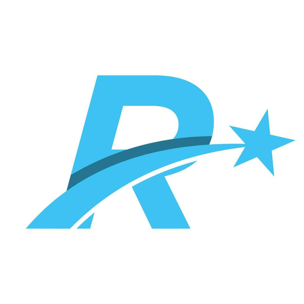 Star Logo On Letter R Moving Star Symbol Vector Template