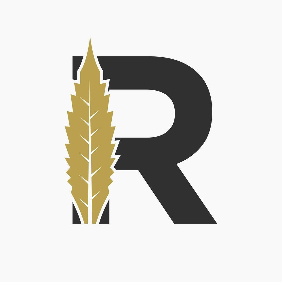 letra r canabis logo concepto con marijuana hoja icono vector