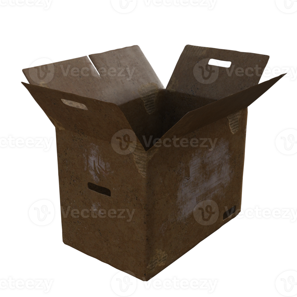 a brown cardboard box on a transparent background png