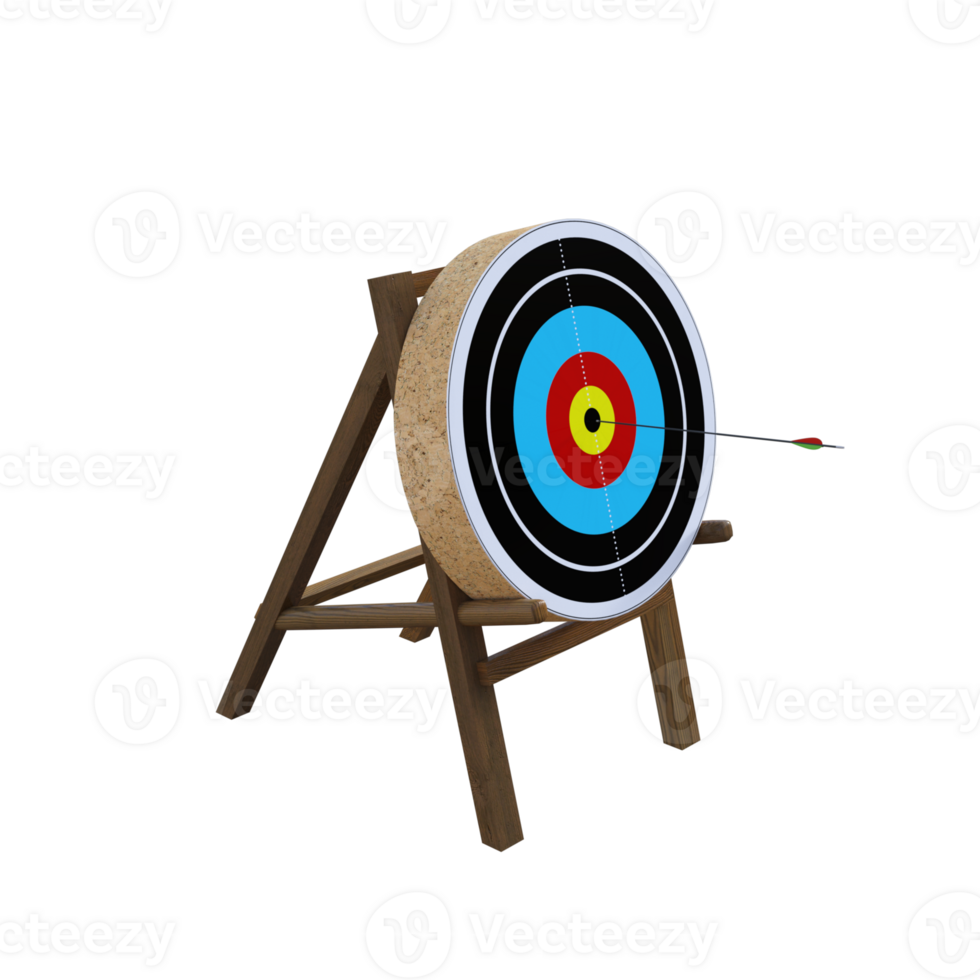 archery target with arrow on a wooden stand 27504758 PNG
