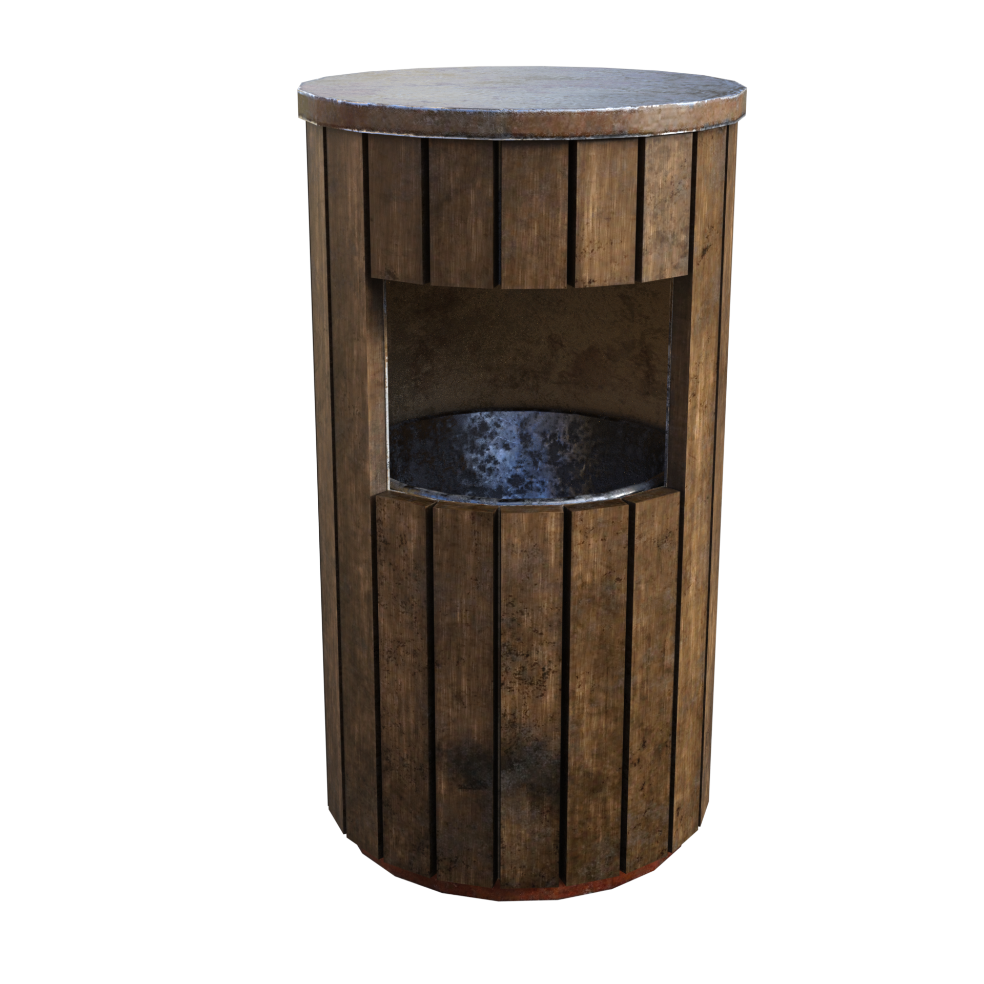a wooden trash can with a hole in the top 27504761 PNG