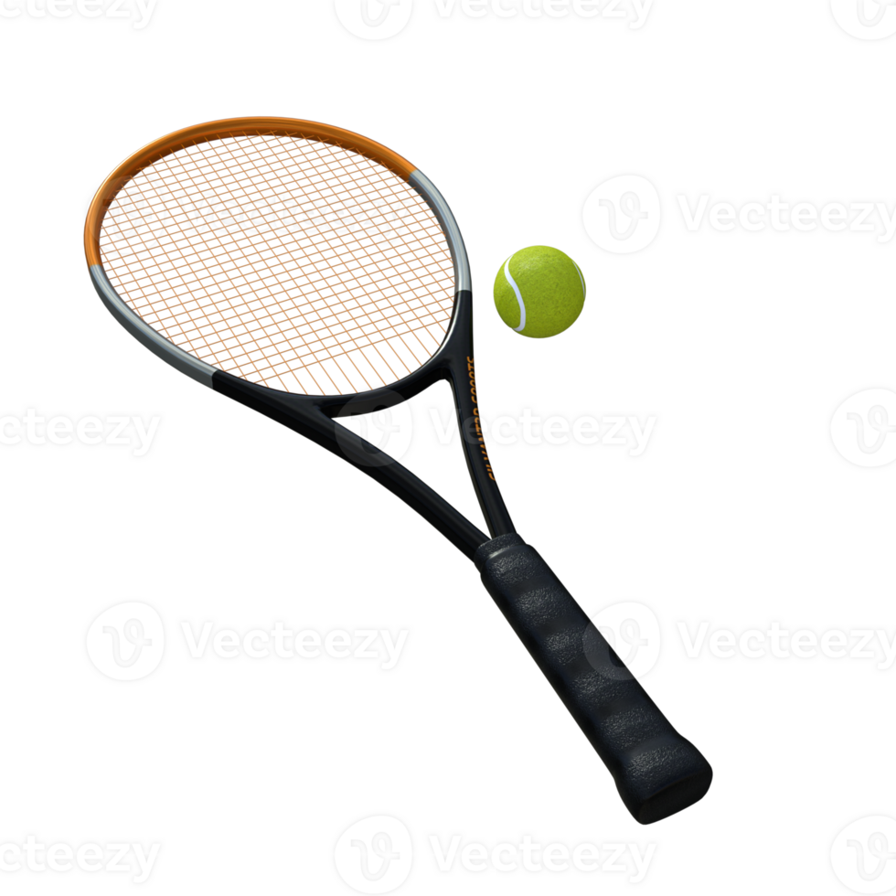 a tennis racket and ball on a transparent background png