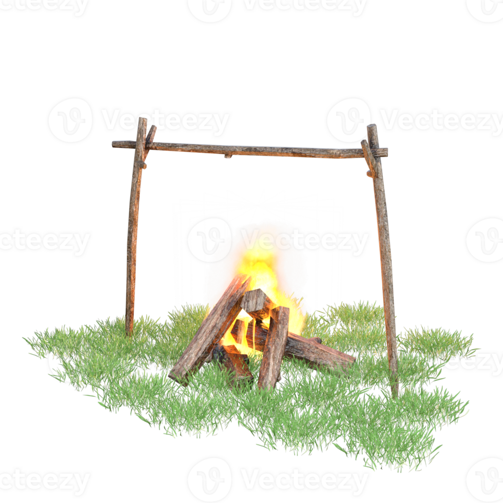 Camp fire isolated 3d png