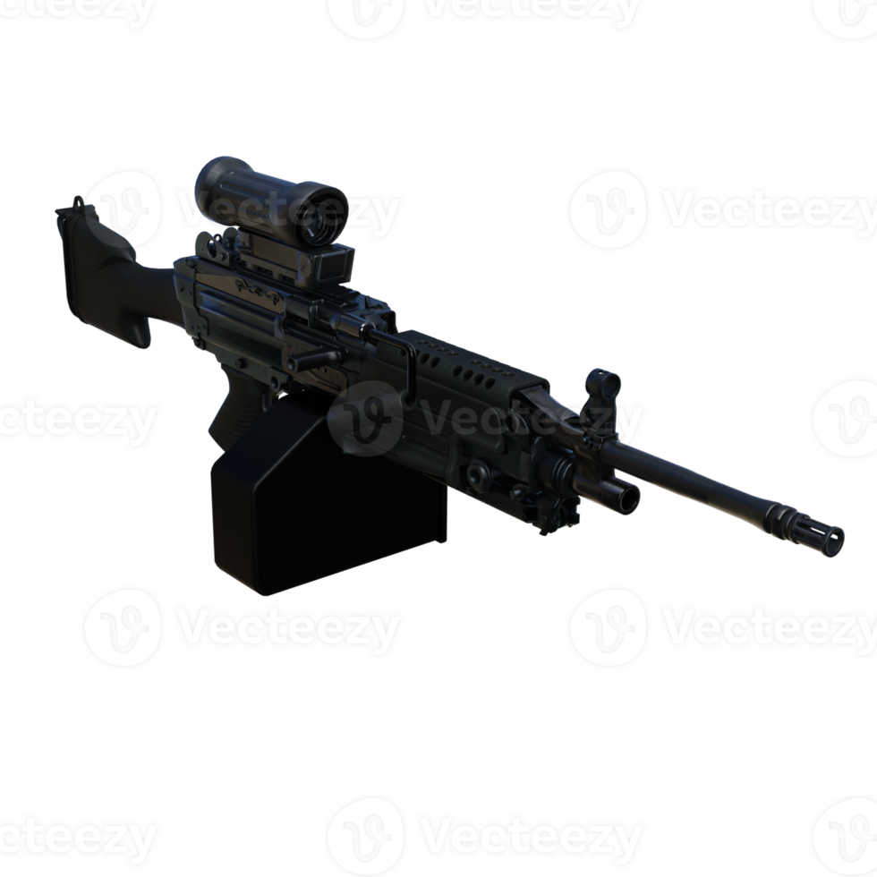 machine gun isolated 3d png