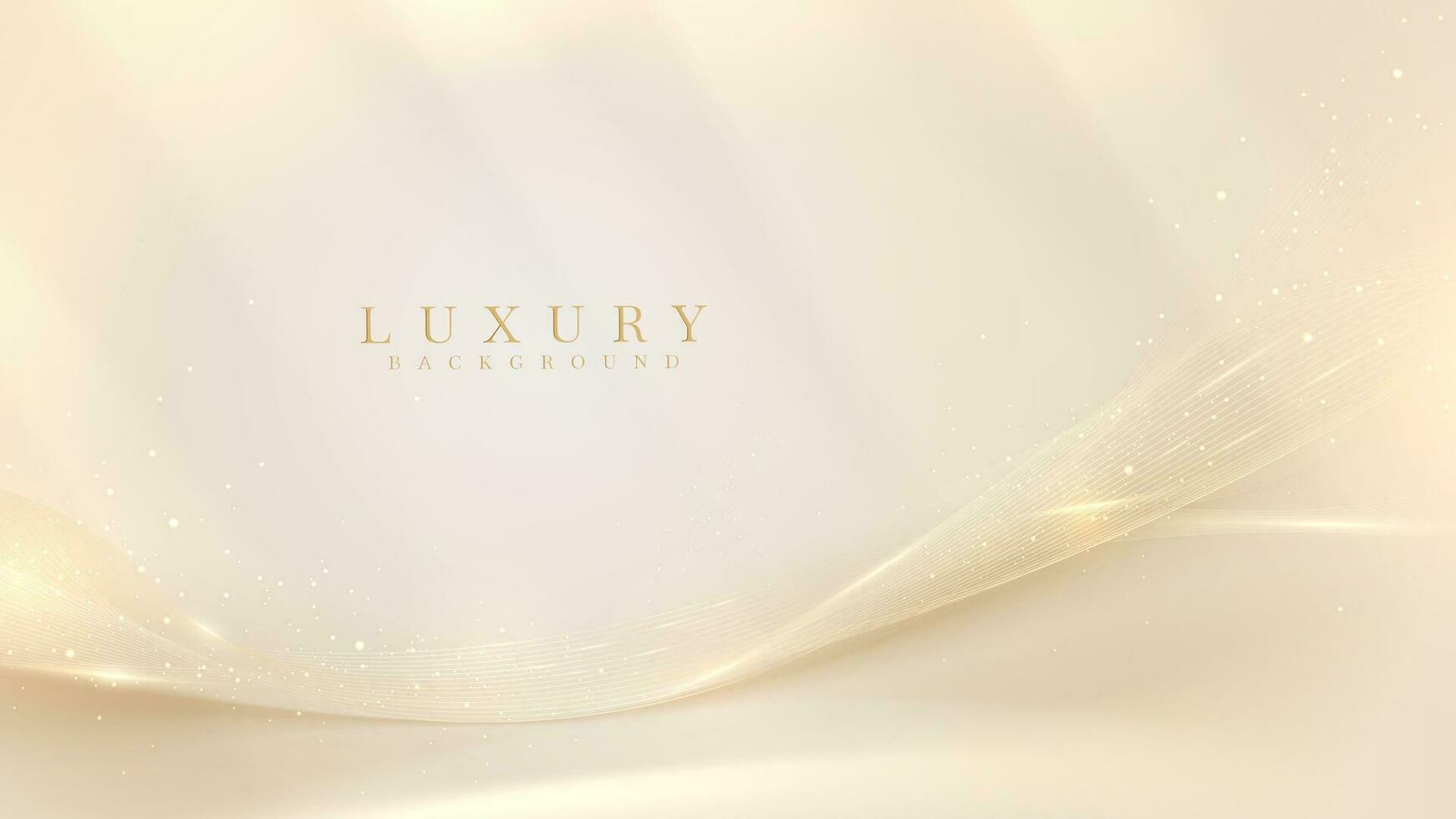 Golden lines on cream background with glitter and bokeh effect decoration, luxury style design concept. vector