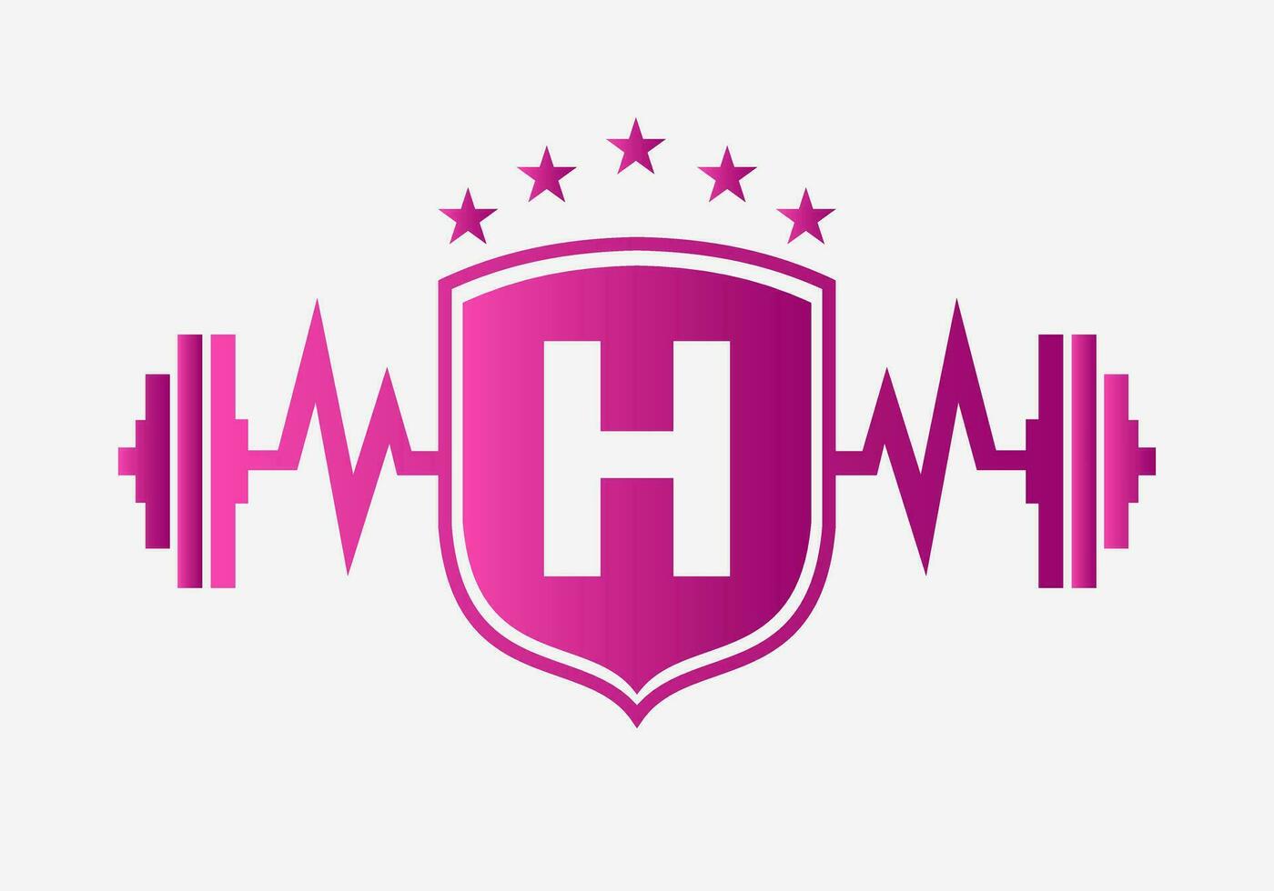 letra h gimnasio aptitud logo diseño concepto con barra con pesas proteger y comienzo icono. Constitución corporal gimnasio símbolo vector