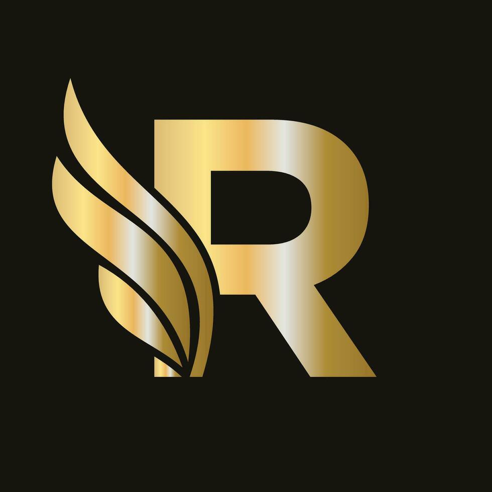 Letter R Wing Logo Design For Freight and Transportation Symbol. Wing Logotype Template vector