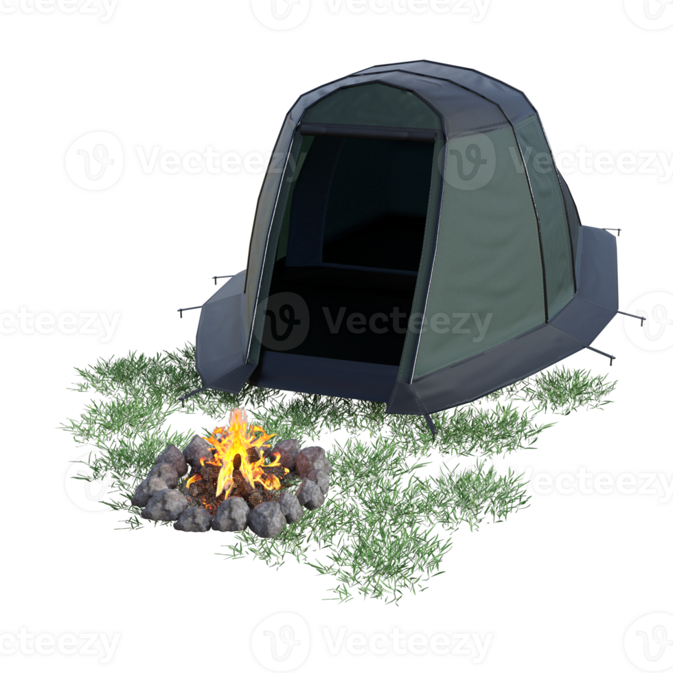 Tent camp isolated 3d png