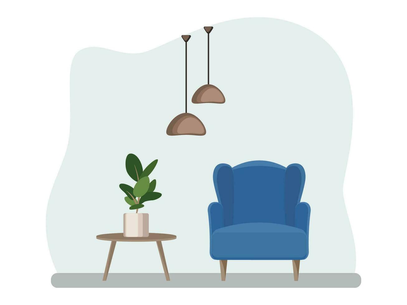 interior de el vivo habitación con mueble. plano dibujos animados estilo. vector ilustración