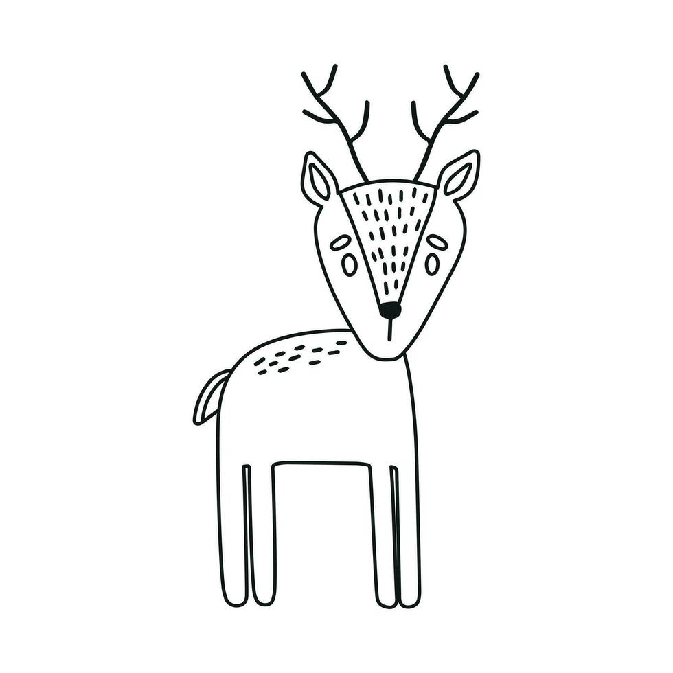 Cute cartoon deer coloring book for children. vector
