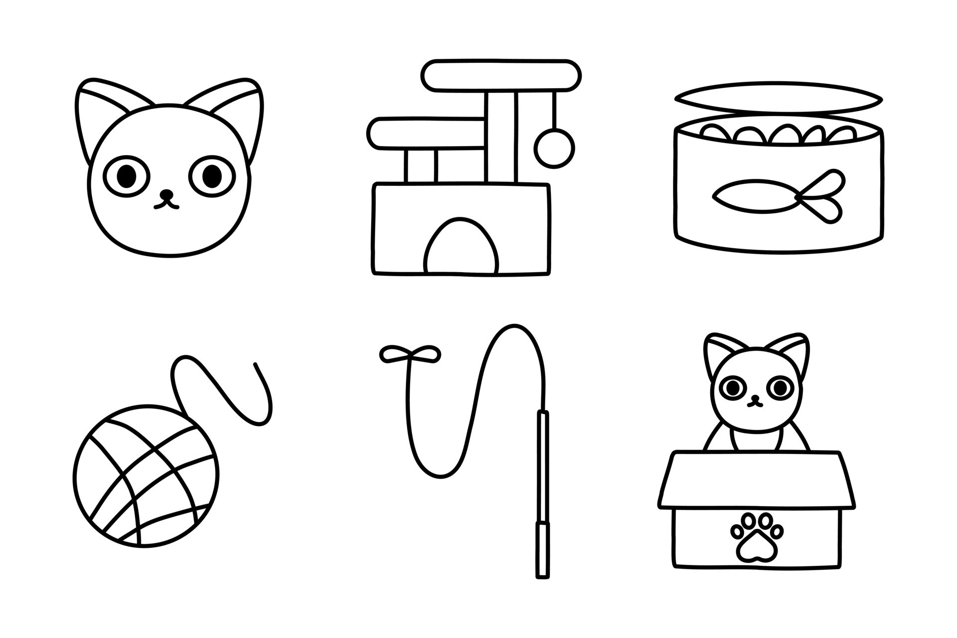 Cute cats icon pack bundle lineart template Vector Image