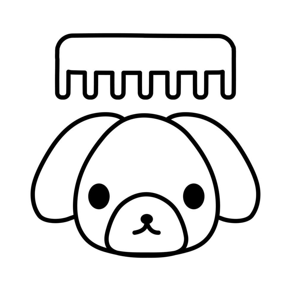 Cute dog brushing on grooming vector