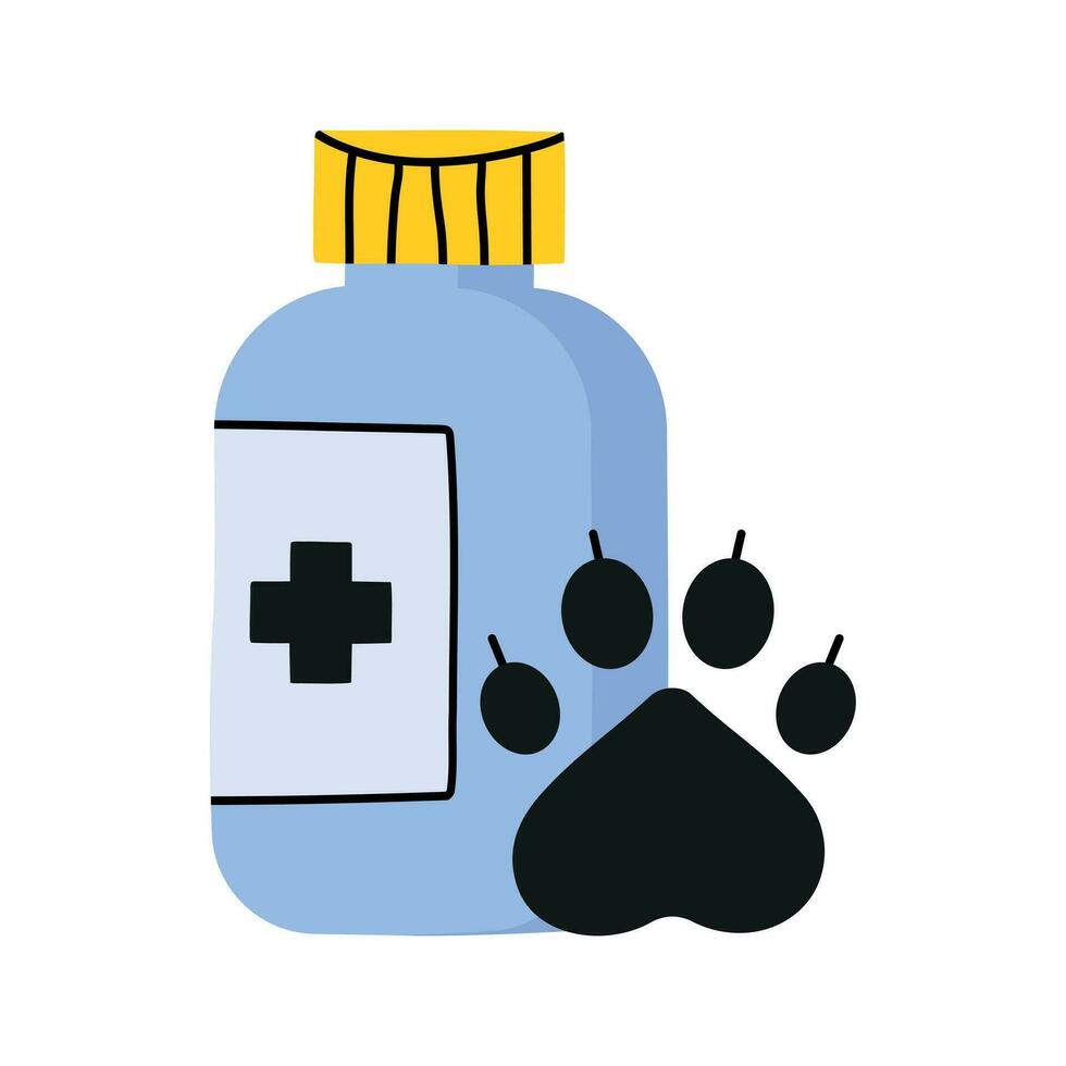 Prescription medicine for animal. Pills flat icon Veterinary hospital services vector