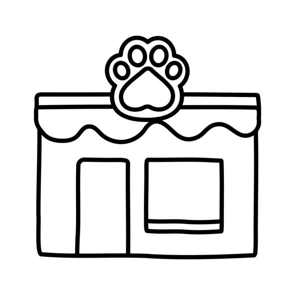 Pet store. The store building with a bright banner. vector