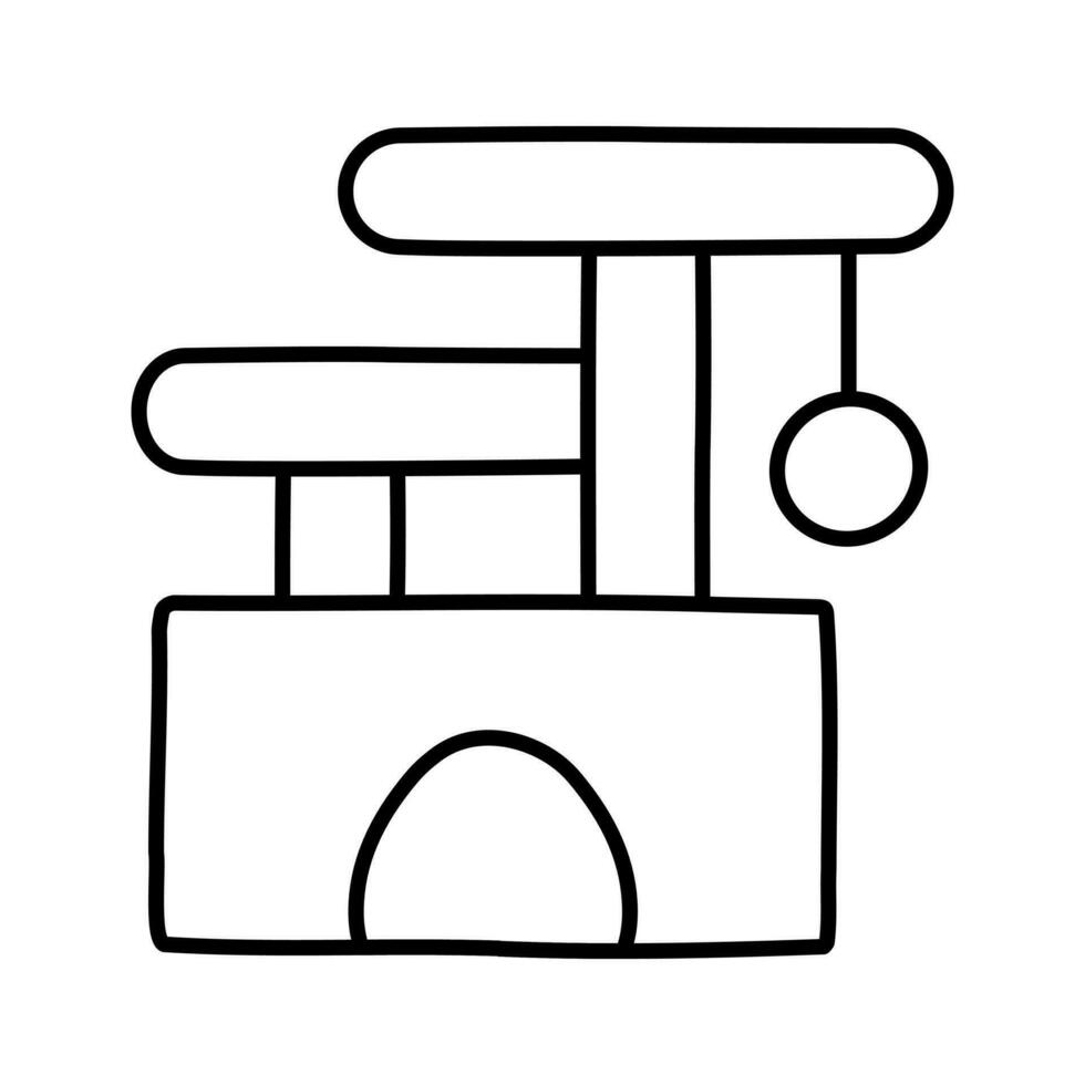 Cat tower icon and scratching post isolated on white background. Cat tree icon with cat house vector