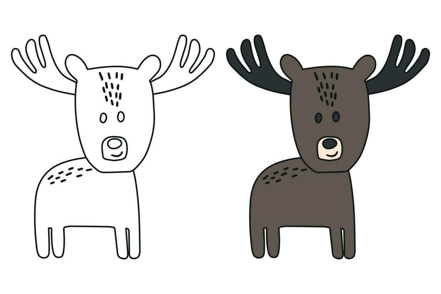 Cute cartoon moose coloring book for children. vector