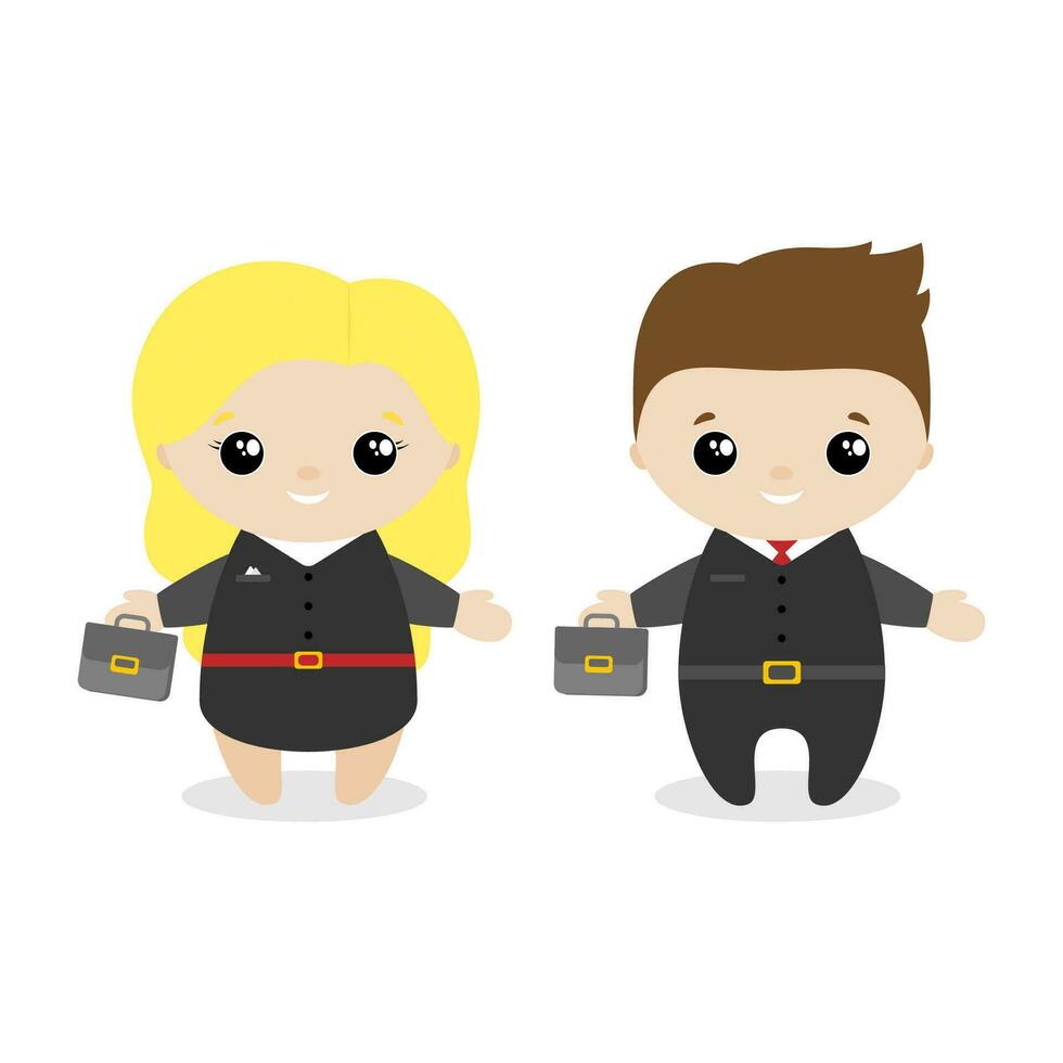 Boys and girl businessman cartoon style. Set of cute cartoon children in professions. Vector illustration