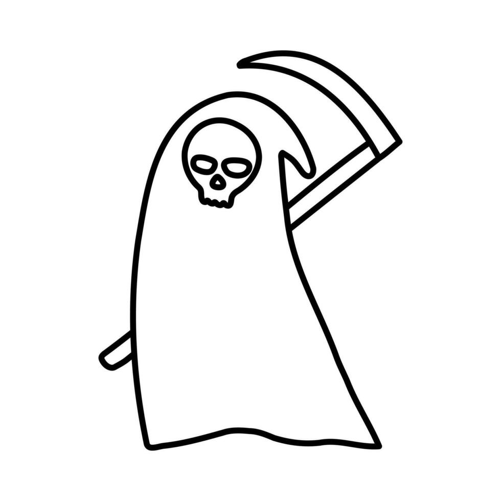 Symbolic Grim Reaper, simple flat cartoon death symbol. vector