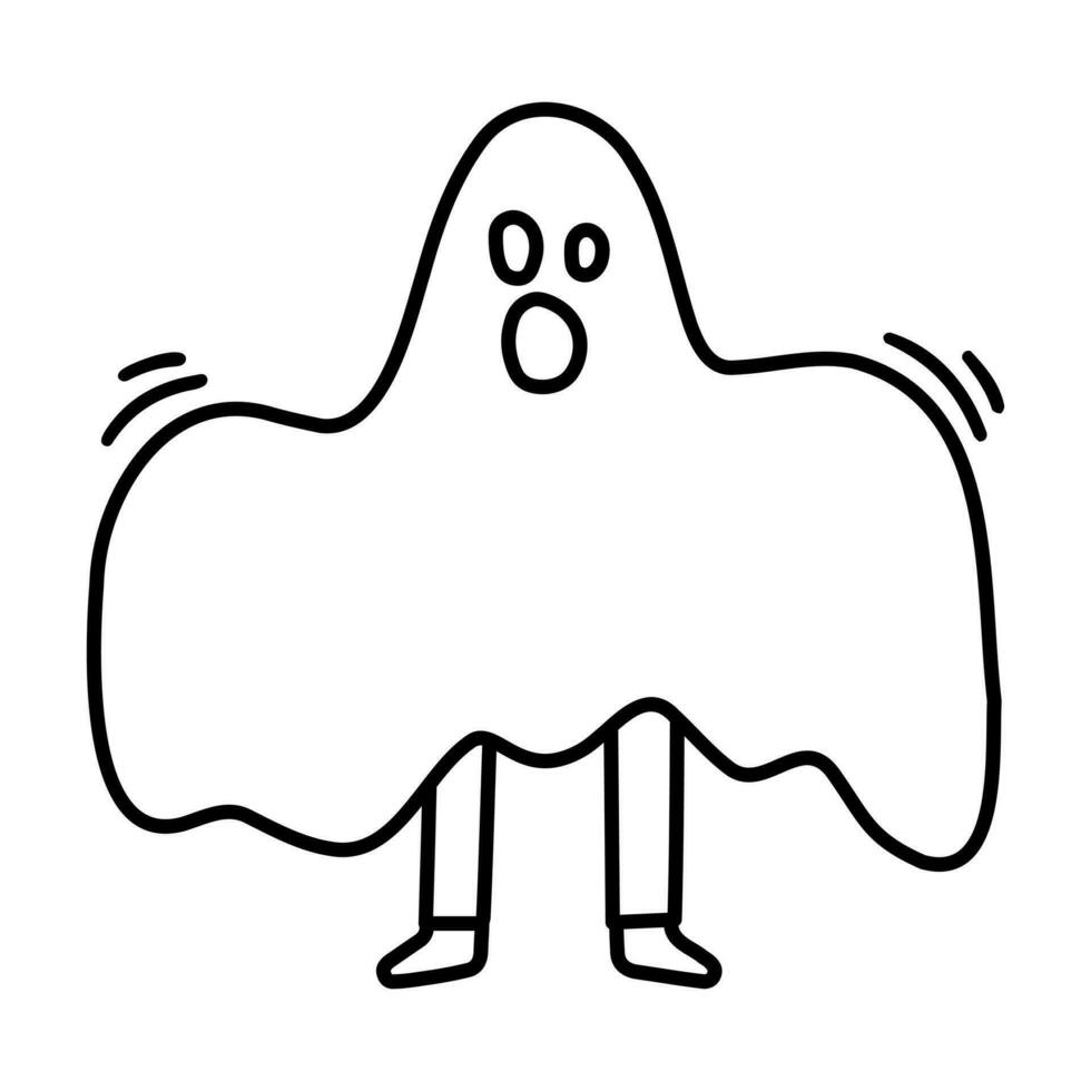 Halloween Ghost Silhouette, Doodle Style, Line Illustrations vector