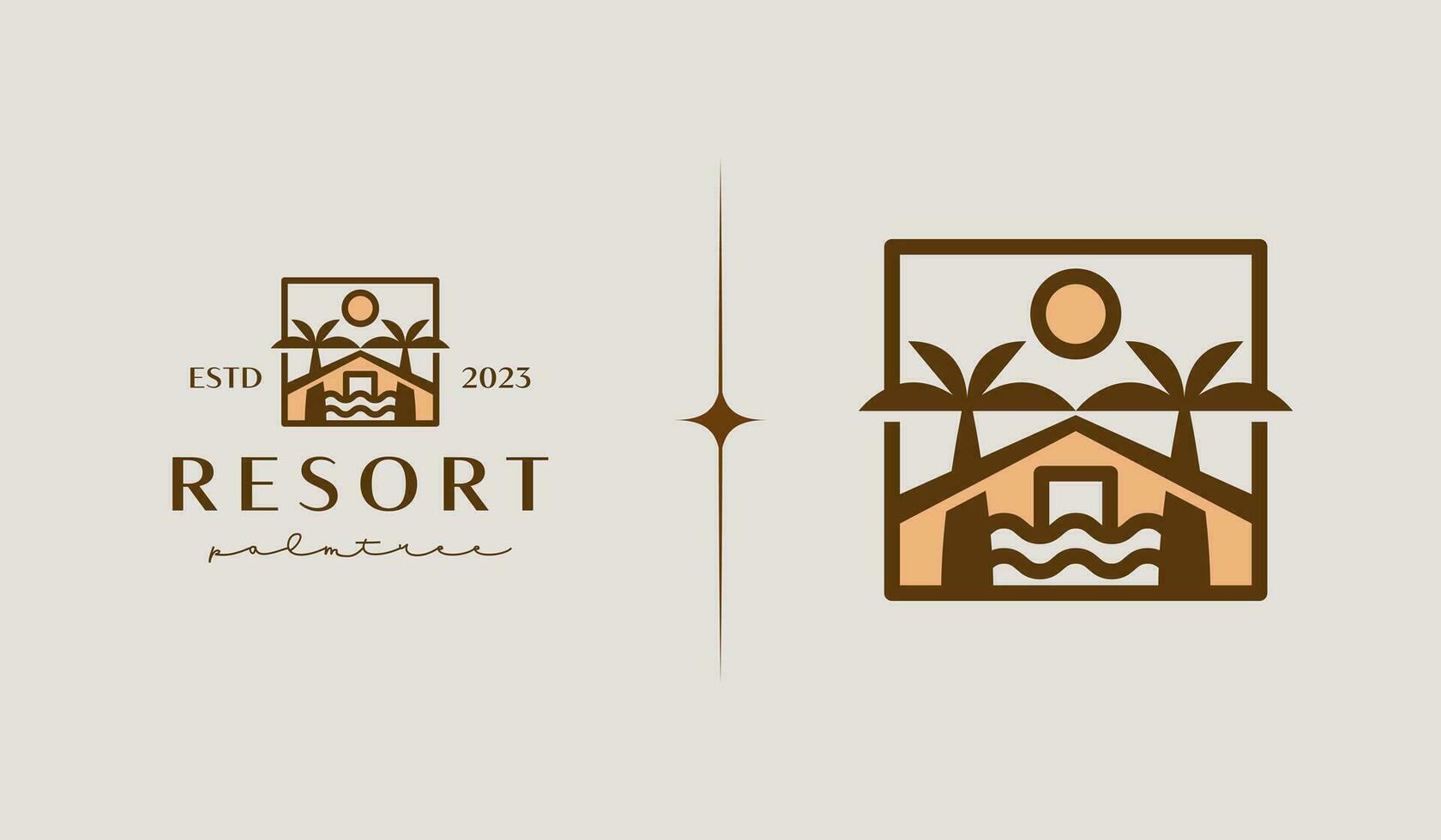Palm House Resort Logo Template. Universal creative premium symbol. Vector illustration. Creative Minimal design template. Symbol for Corporate Business Identity