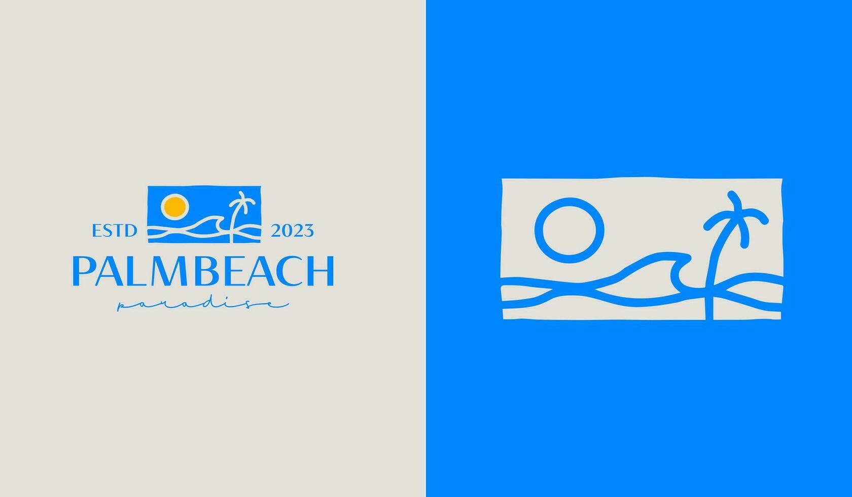 Palm Tree Beach Logo Template. Universal creative premium symbol. Vector illustration. Creative Minimal design template. Symbol for Corporate Business Identity