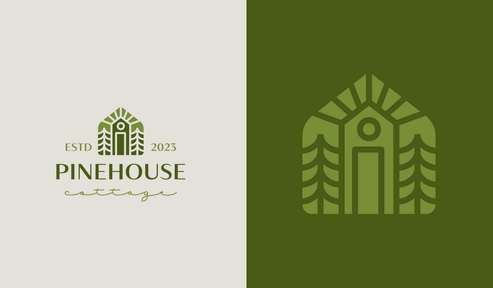 Cottage Pine House Logo Template. Universal creative premium symbol. Vector illustration. Creative Minimal design template. Symbol for Corporate Business Identity
