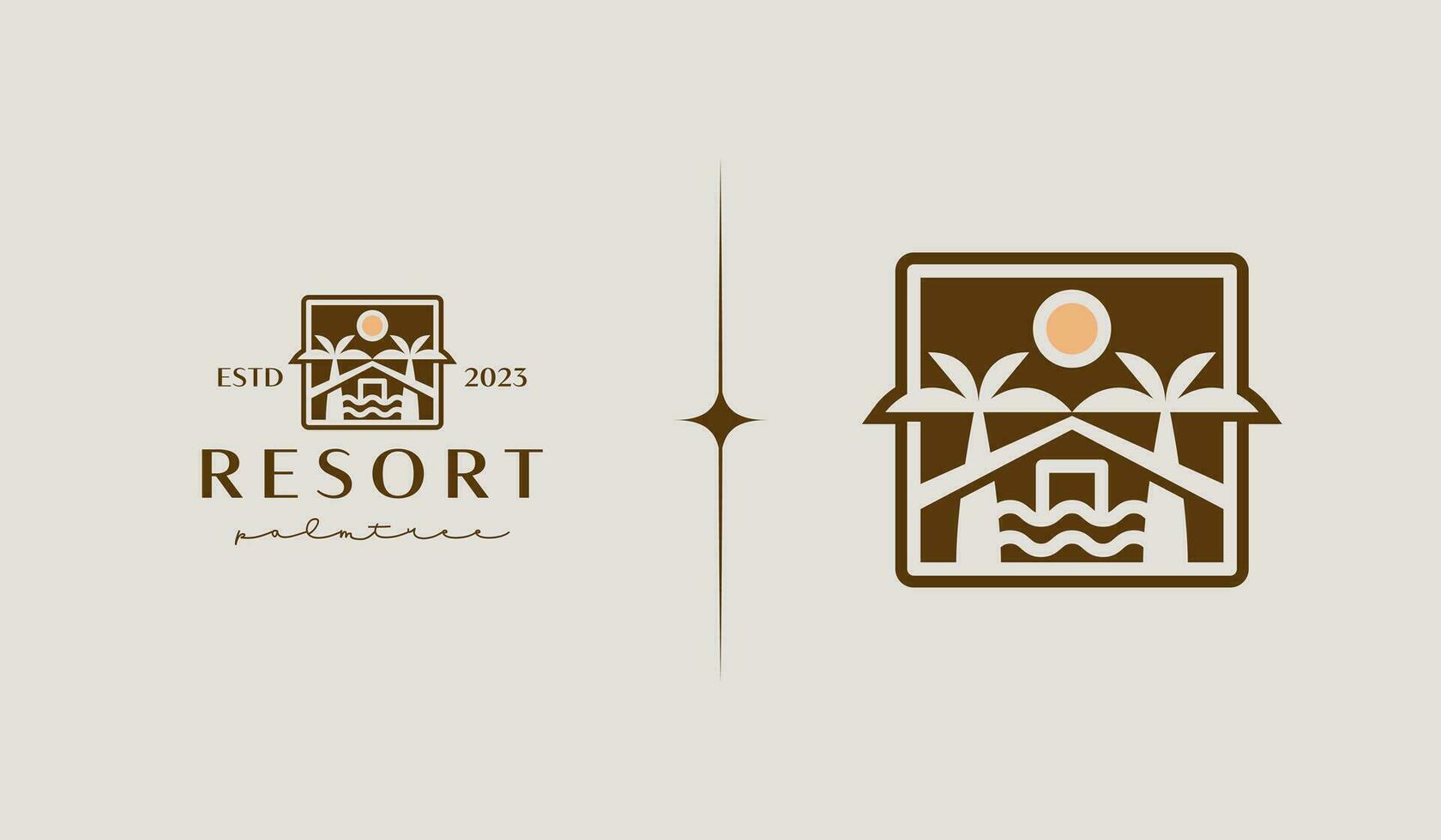 Palm House Resort Logo Template. Universal creative premium symbol. Vector illustration. Creative Minimal design template. Symbol for Corporate Business Identity