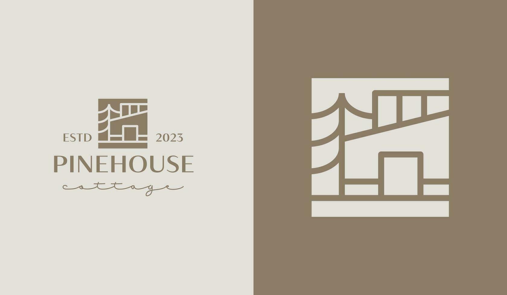 Cottage Pine House Logo Template. Universal creative premium symbol. Vector illustration. Creative Minimal design template. Symbol for Corporate Business Identity